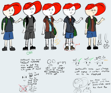 Hattswell character design sketches