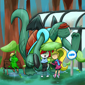 Rainy Day Bus Stop